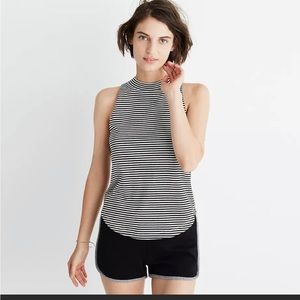Madewell Mockneck striped black & white summer tank top